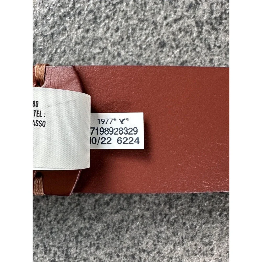NWT American Eagle AE Cow Leather Belt in Cognac w/ Brass Buckle 34